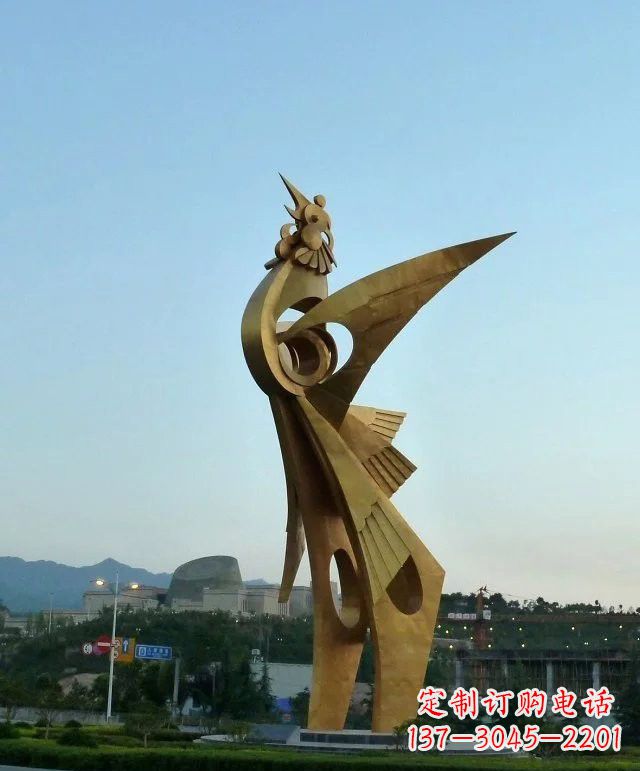 山西城市不锈钢凤凰展翅雕塑