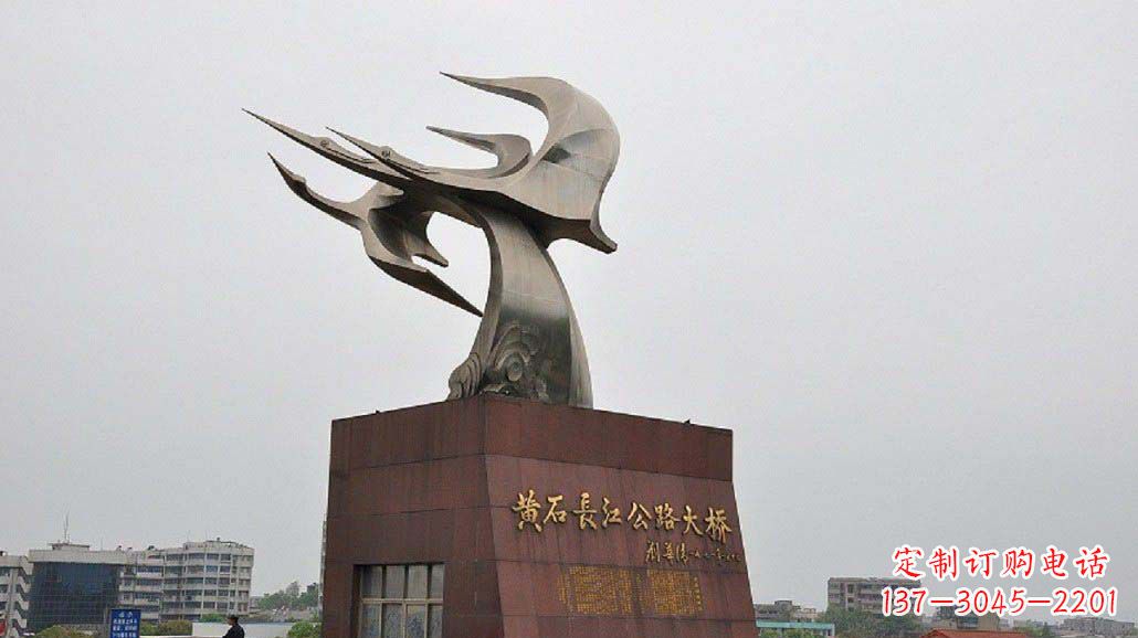山西城市不锈钢海鸥和海浪雕塑