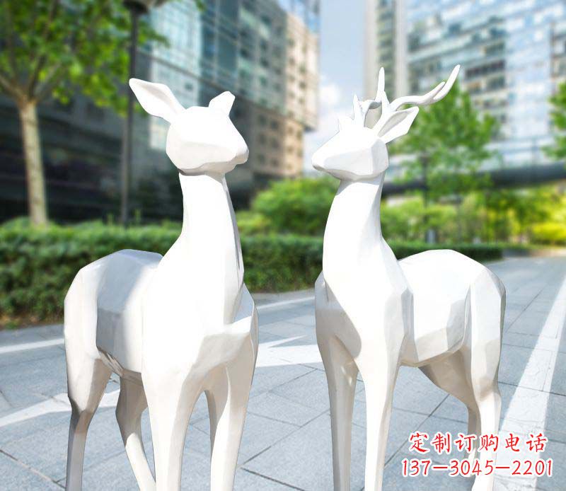 山西景观雕塑鹿形不锈钢块面