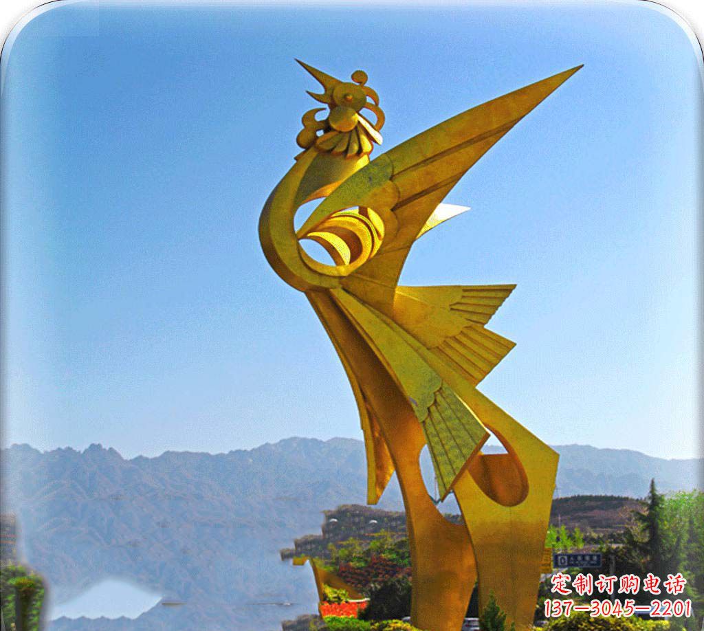 山西城市不锈钢展翅的凤凰景观雕塑