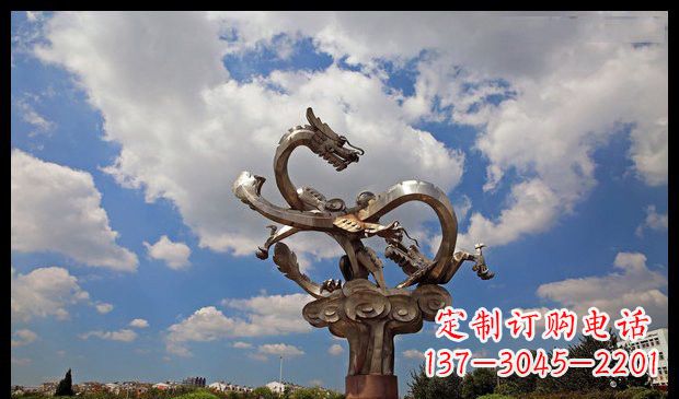 山西城市抽象双龙雕塑