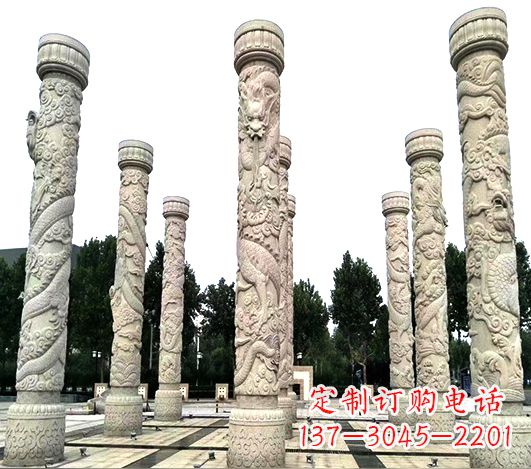 山西精美龙柱雕塑,点缀城市广场