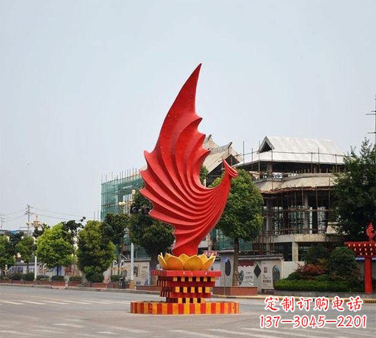 山西凤凰雕塑为城市街边增添美丽