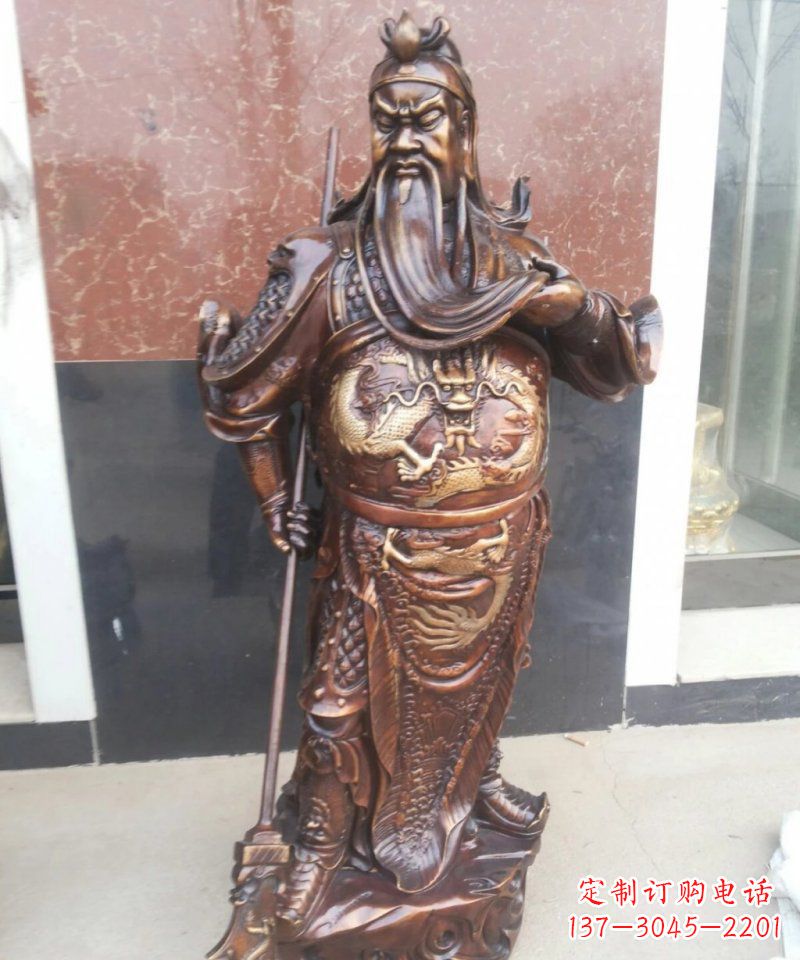 山西持刀关公古代人物铜雕
