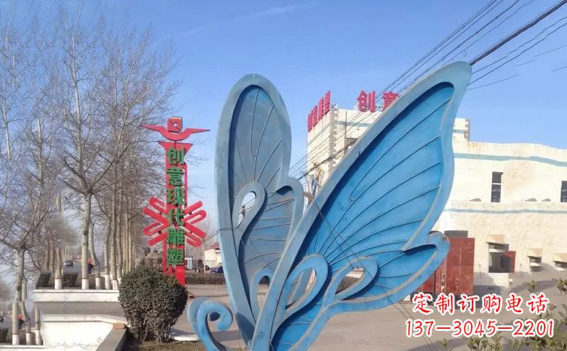 山西抽象不锈钢蝴蝶雕塑把美丽永久定格