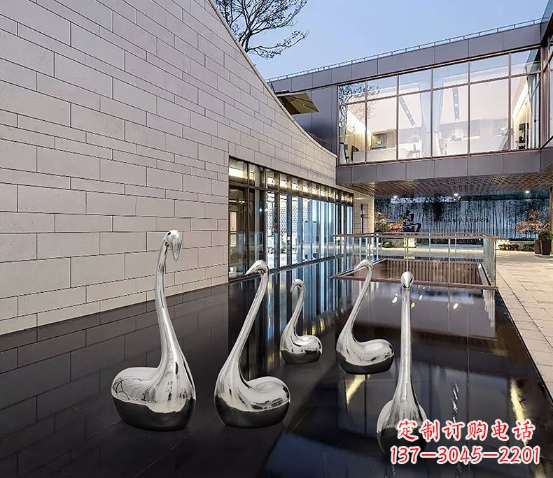 山西质朴无华的不锈钢天鹅雕塑