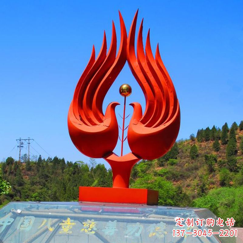 山西抽象凤凰公园不锈钢雕塑-景区园林景观神兽标识雕塑