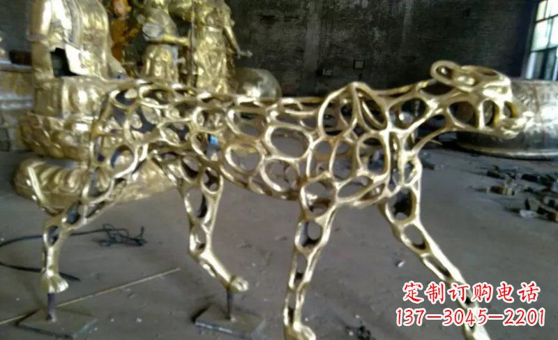 山西抽象金钱豹公园动物铜雕 (3)