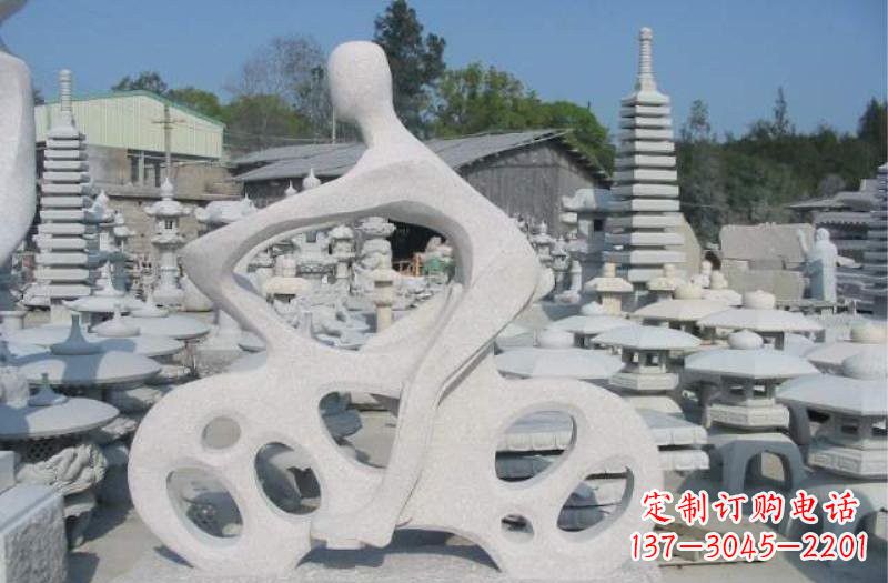 山西抽象骑摩托车人物石雕