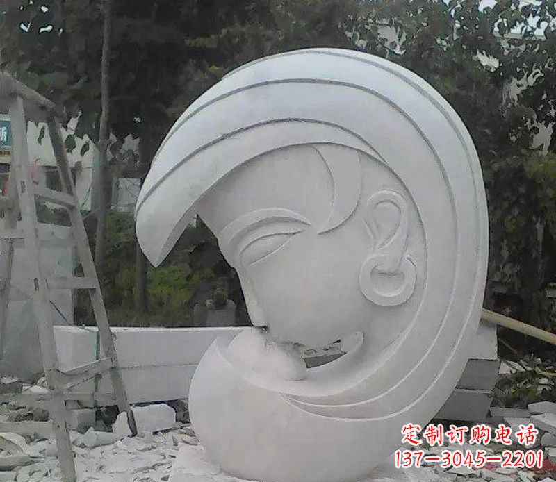 山西抽象人物头像石雕
