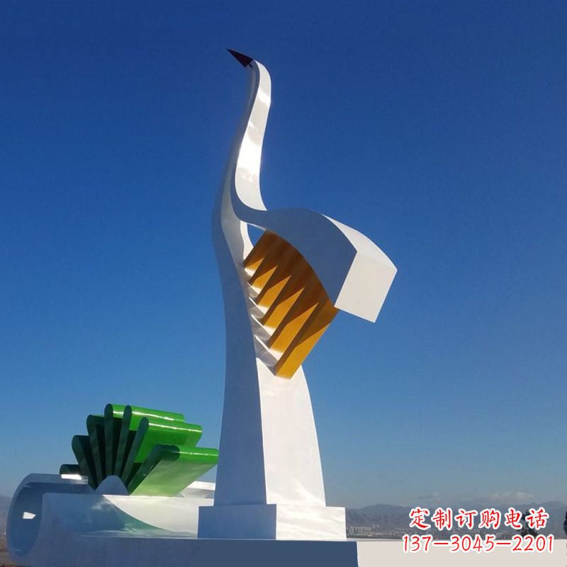 山西抽象仙鹤不锈钢景观雕塑