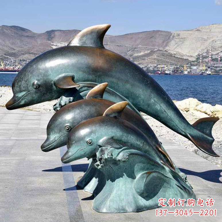 山西纯铜海豚动物雕塑