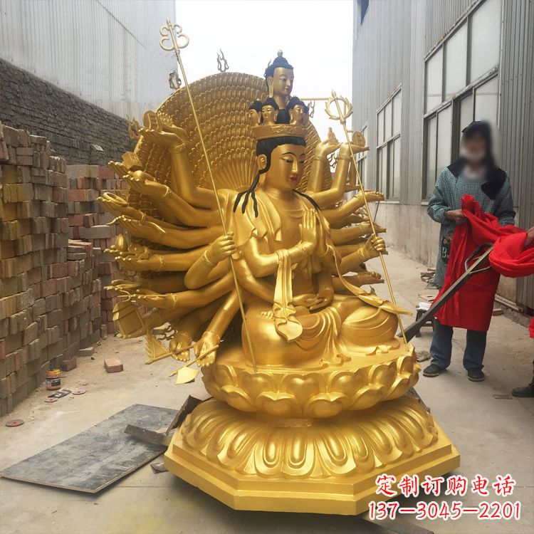 山西纯铜鎏金千手观音