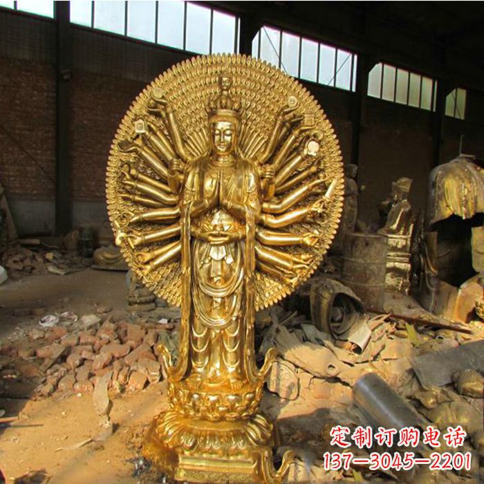山西纯铜千手观音雕塑
