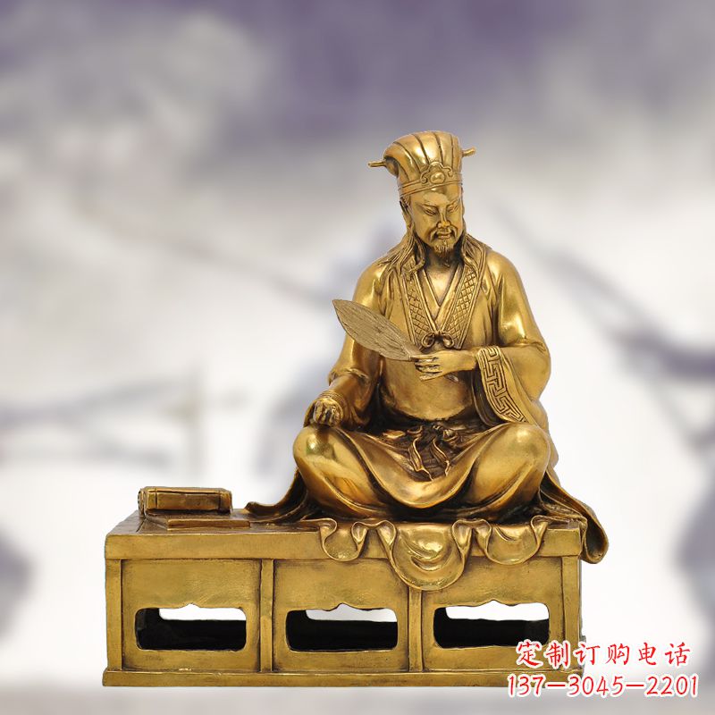 山西纯铜诸葛亮雕塑象征中国智慧