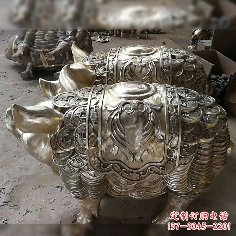 山西纯铜铸造猪铜雕-招财生肖动物风水雕塑