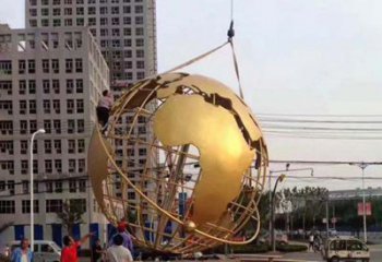山西城市之美不锈钢镂空地球仪雕塑