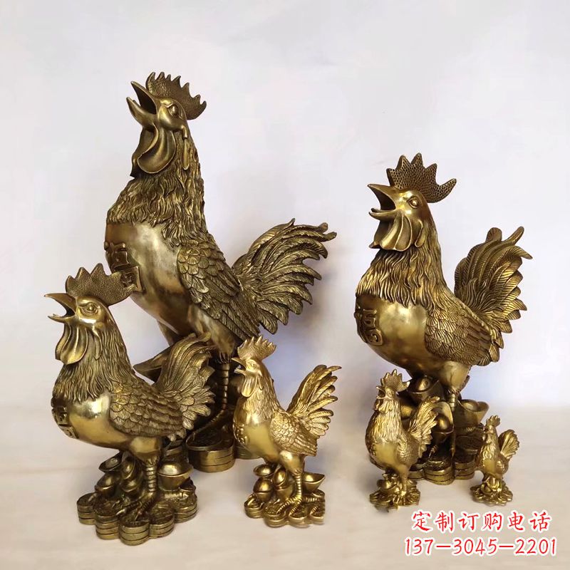 山西纯铜抓钱鸡雕塑