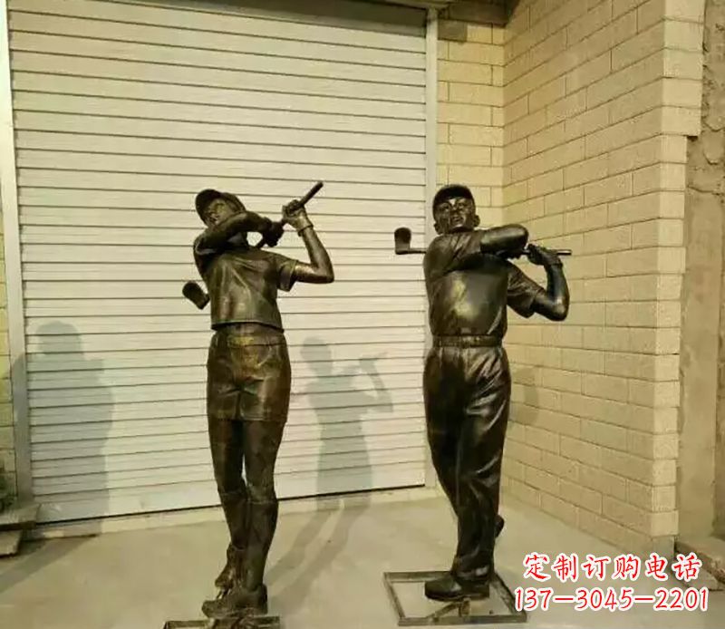 山西打高尔夫人物园景观铜雕