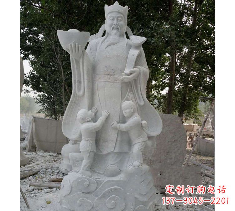 山西大理石财神雕塑——守护家庭繁荣