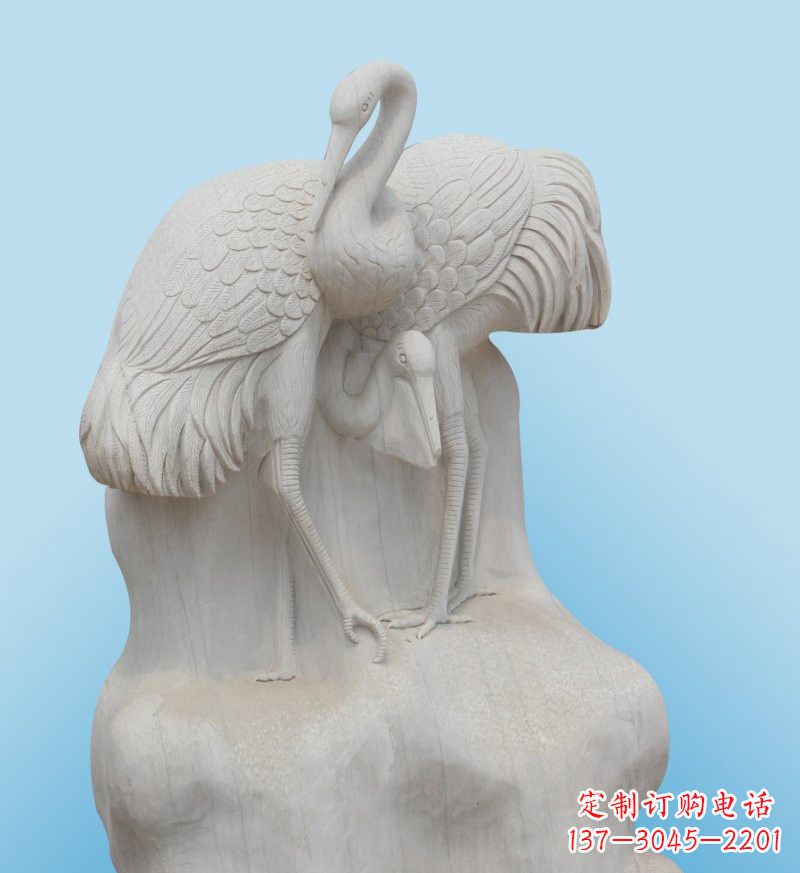 山西大理石制作的丹顶鹤雕塑