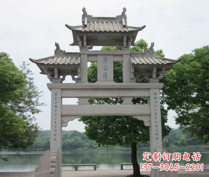 山西大理石单门牌楼雕塑精美的艺术瑰宝