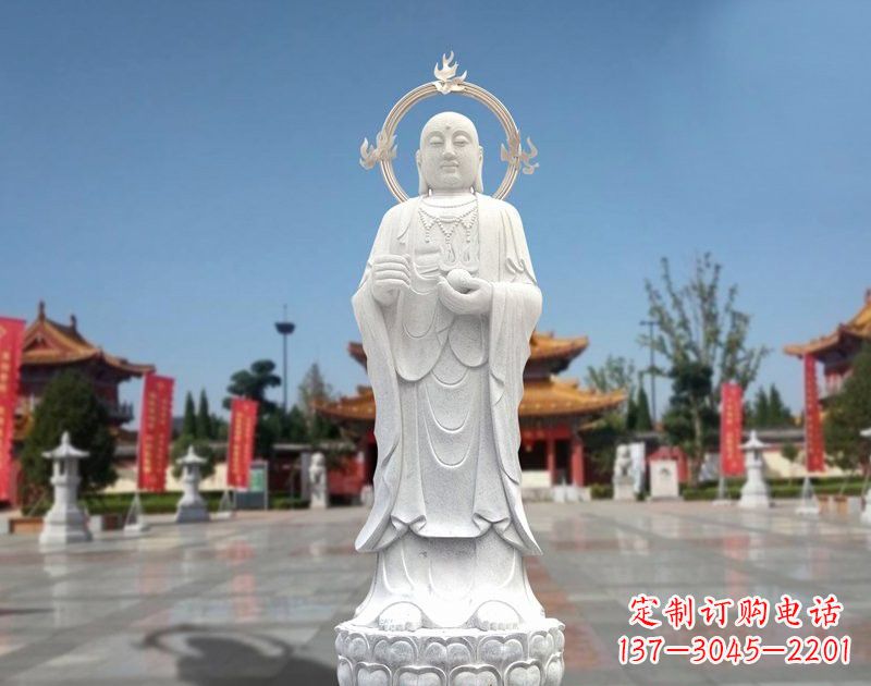 山西大理石地藏菩萨雕塑象征佛法的传承
