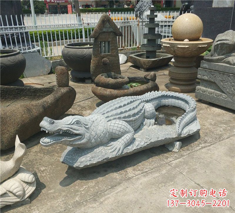 山西动物雕塑大理石鳄鱼