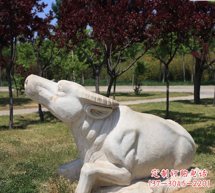 山西大理石动物牛石雕