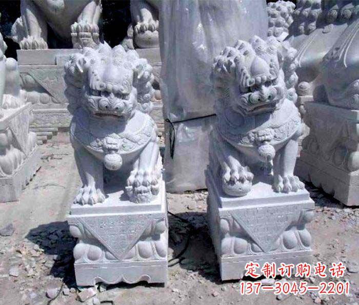 山西大理石仿古石狮子 (2)