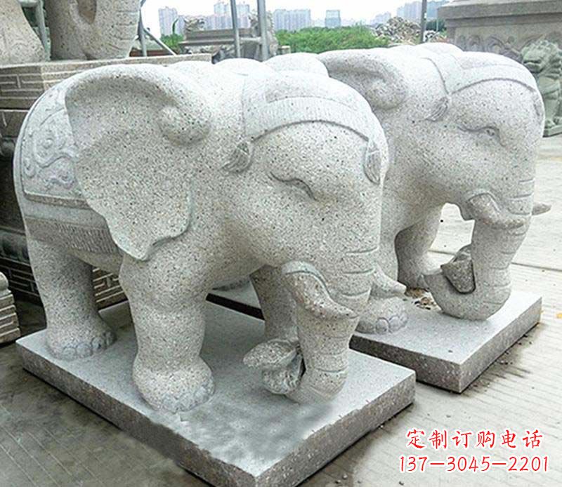 山西大理石制作的精美招财大象雕塑