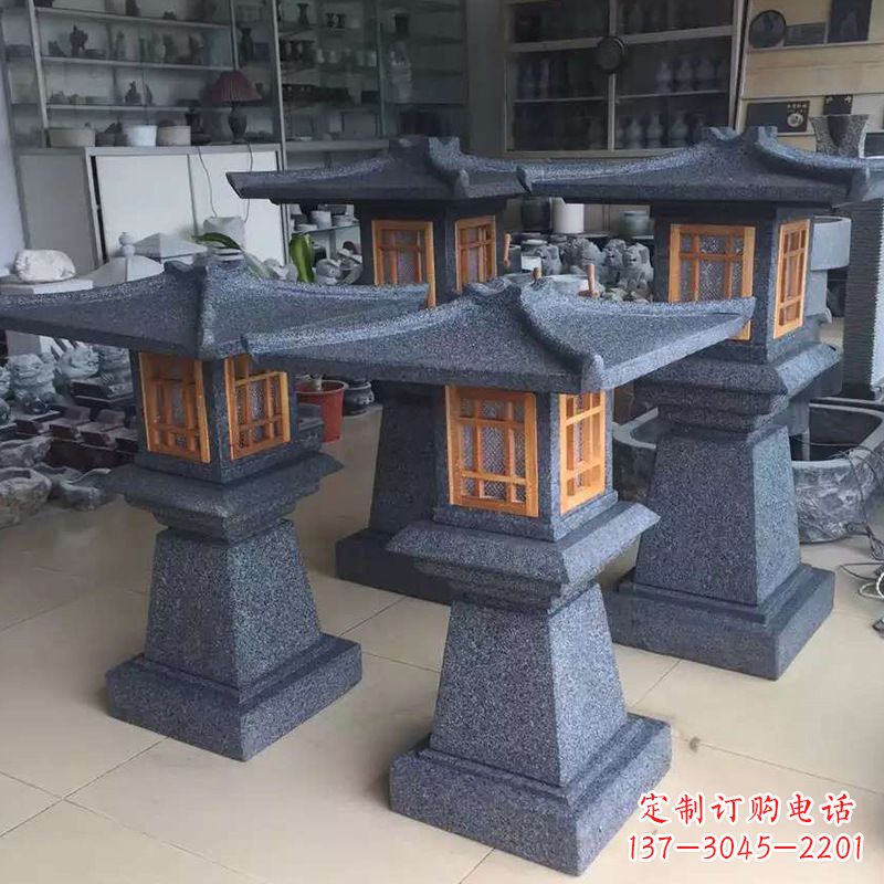 山西大理石仿汉阙石雕灯笼