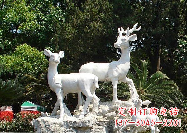 山西雕塑艺术——大理石公园小鹿石雕