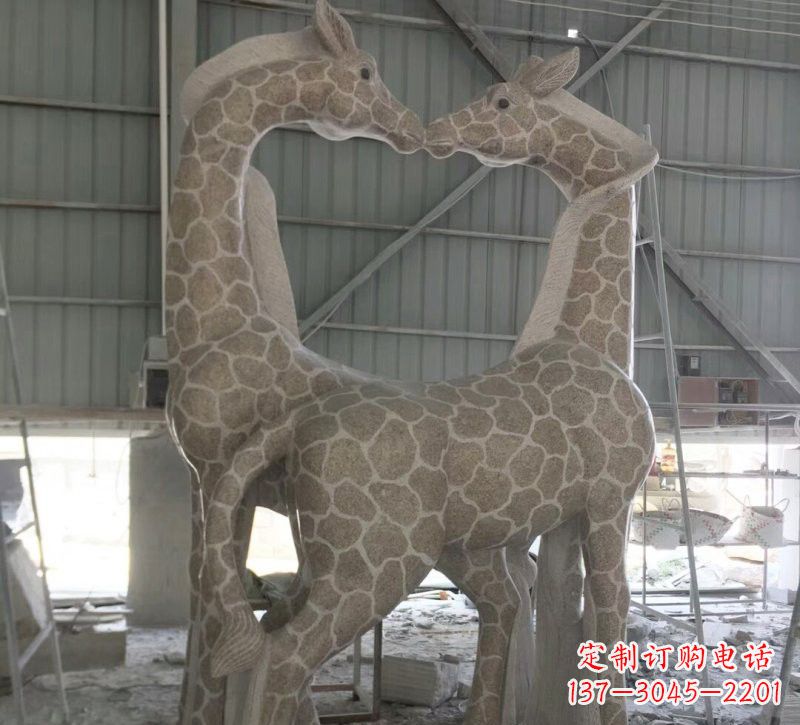山西大理石艺术精美长颈鹿雕塑