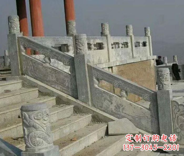 山西大理石国旗台石雕栏板 (4)