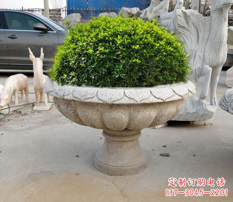 山西大理石花盆雕塑 (2)