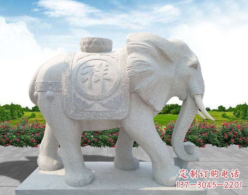 山西精美大理石大象雕塑