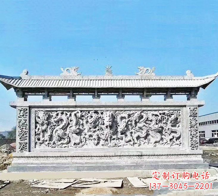山西大理石九龙壁雕塑