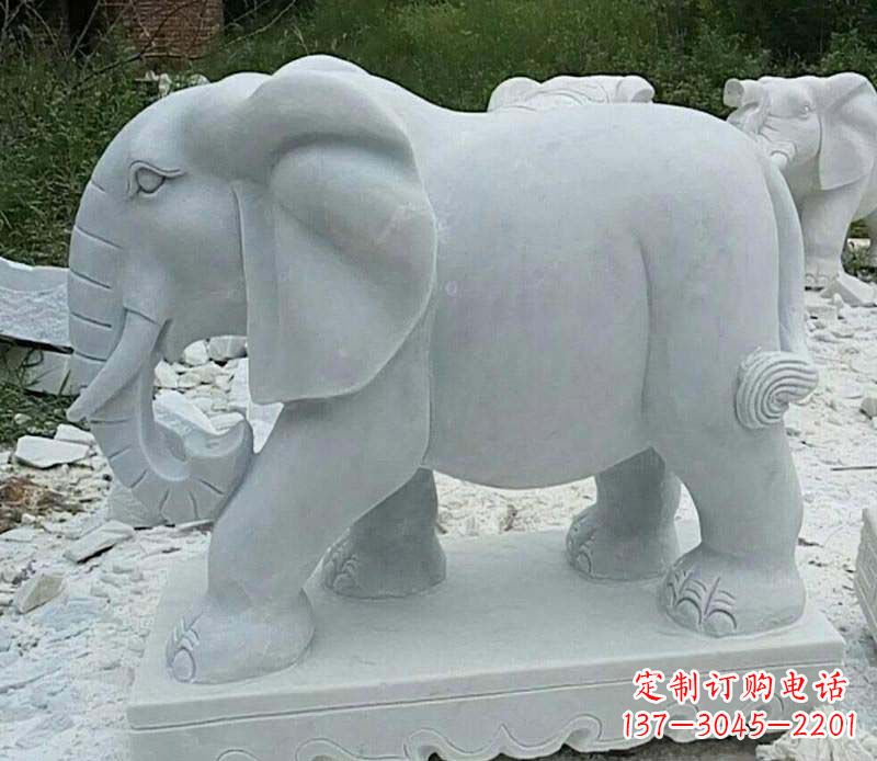 山西大理石卷鼻大象雕塑