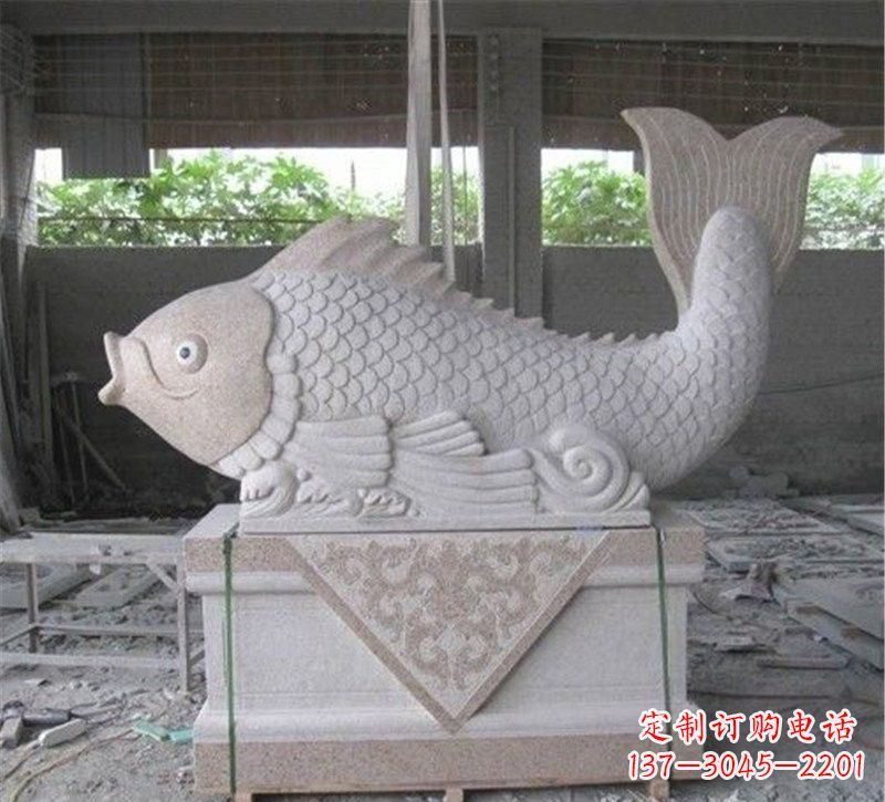 山西精美大理石"鲤鱼"雕塑