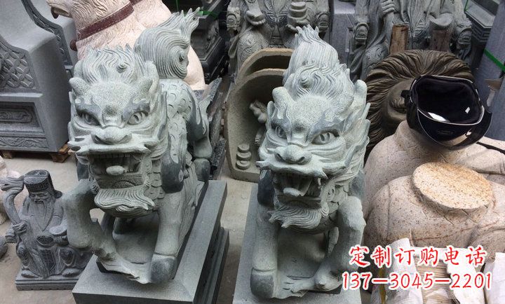 山西大理石立式麒麟门口镇宅石雕