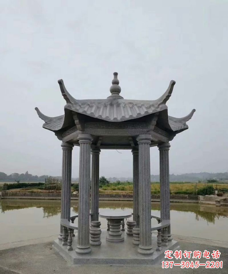 山西大理石凉亭石雕塑，优雅经典无双