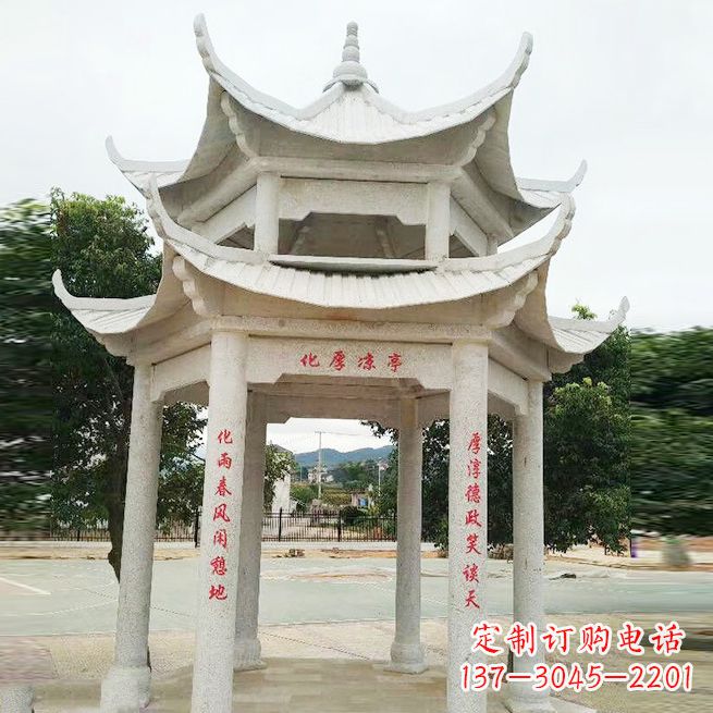 山西大理石凉亭双层雕塑