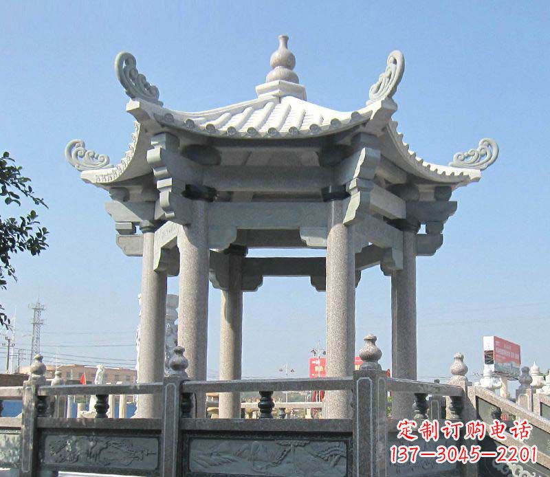 山西大理石六角凉亭石雕，为您的家园带来浪漫情怀