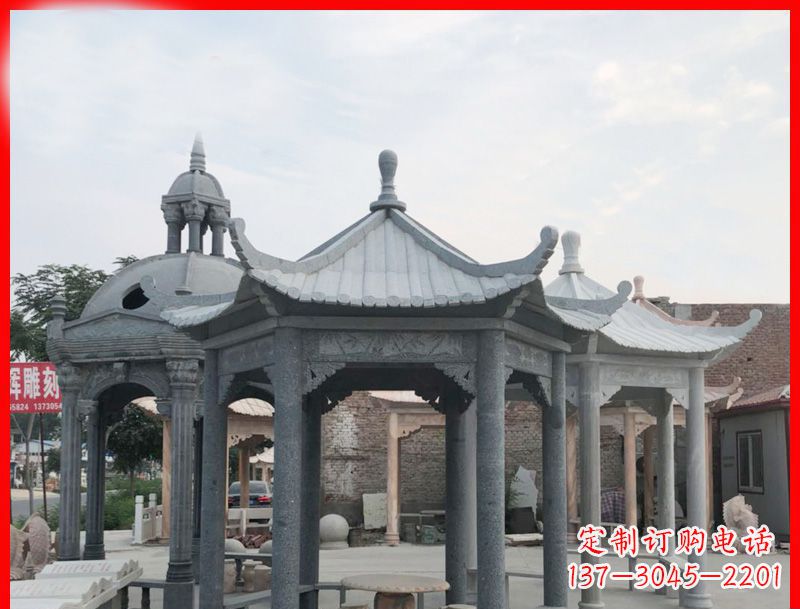 山西六角凉亭石雕