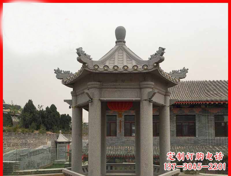山西大理石六角凉亭石雕