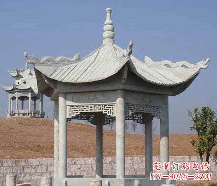 山西精美大理石六角凉亭石雕