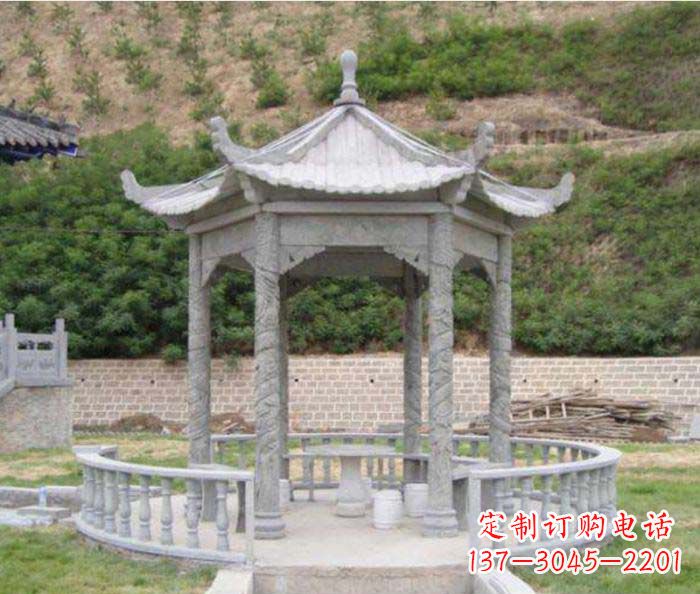 山西大理石六角石雕凉亭