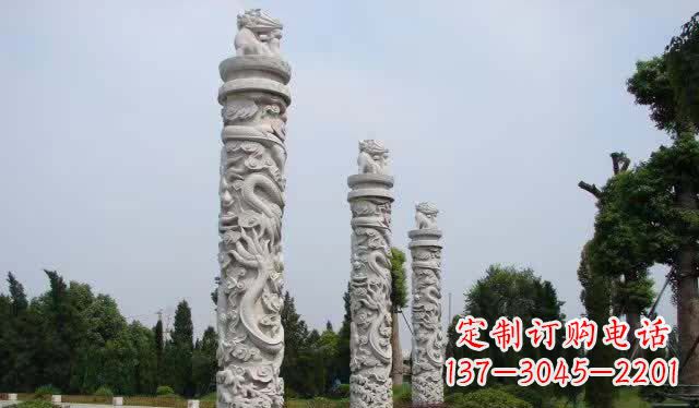 山西精美大理石龙柱雕塑