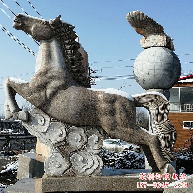 山西大理石马踏祥云雕塑